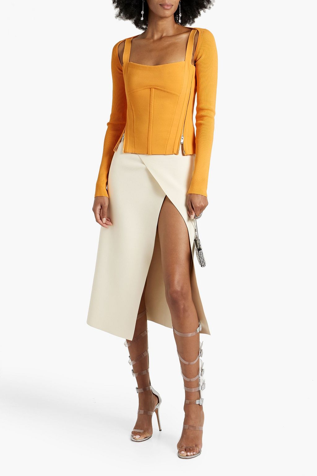 DION LEE بلوزة بطبقات من جيرسي مطاطي بتصميم مضلّع