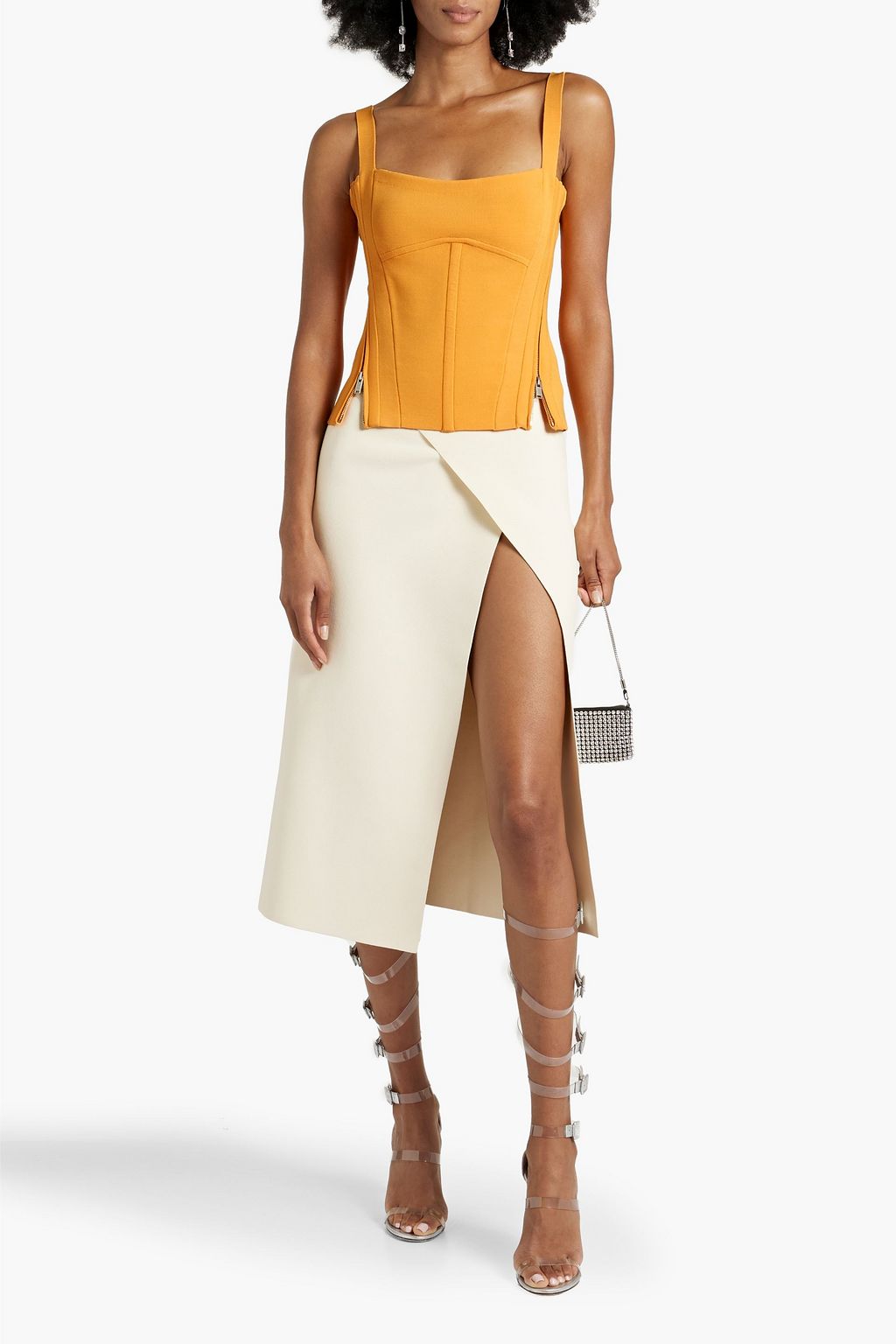 DION LEE بلوزة بطبقات من جيرسي مطاطي بتصميم مضلّع