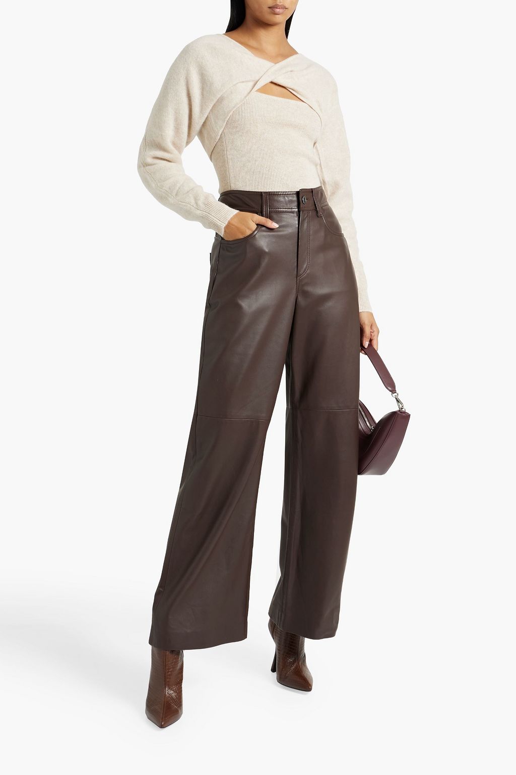 NAADAM Layered twist-front cutout cashmere sweater