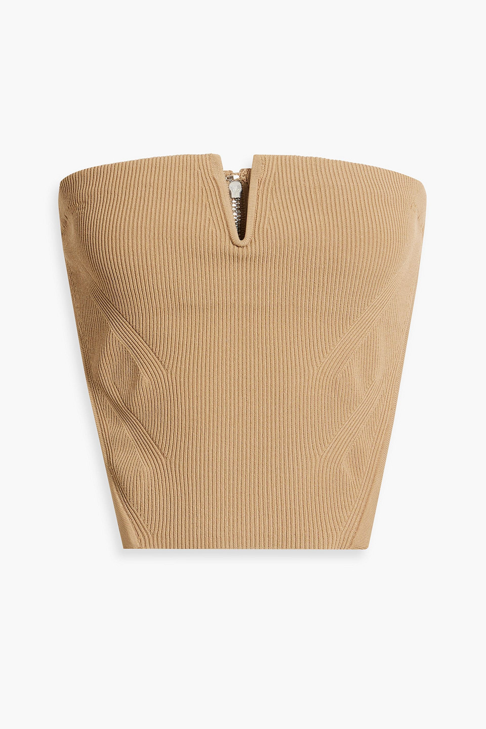 Dion Lee Strapless Ribbed-knit Top In Sand