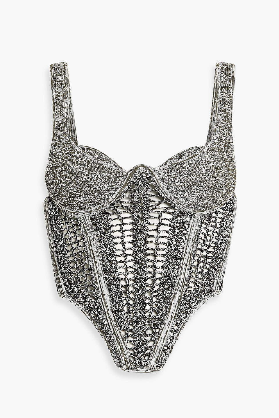 Dion Lee - Mélange crochet-knit bustier top - Green