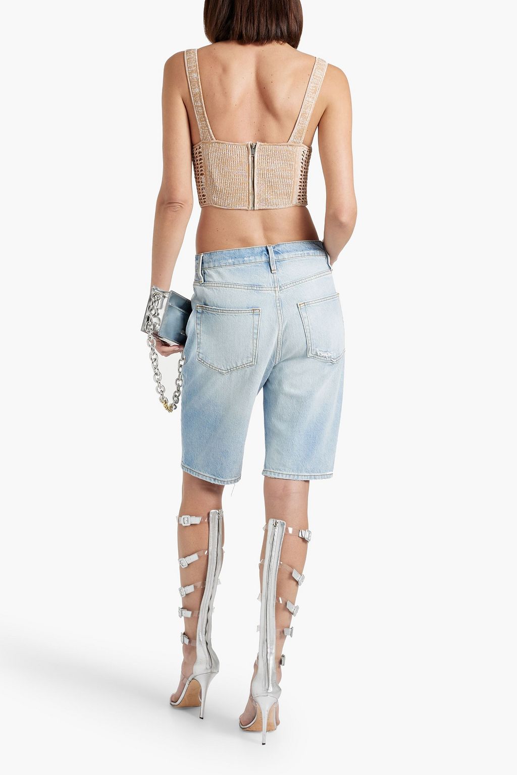 DION LEE بلوزة بوستيه بحبكة كروشيه بنمط ميلانج