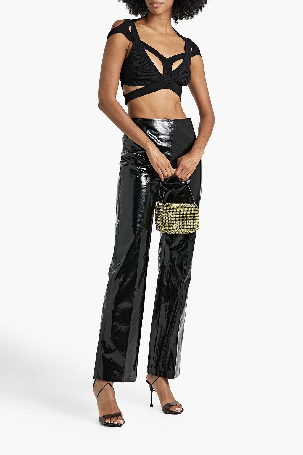 DION LEE Ribbed-knit bra top