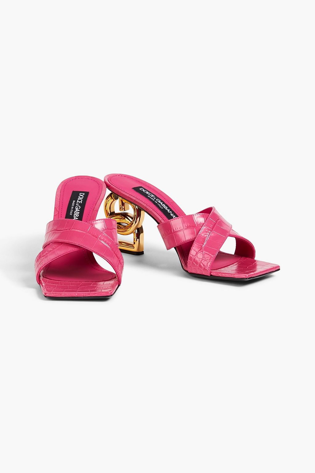 DOLCE&GABBANA Mules aus Leder mit Krokodileffekt