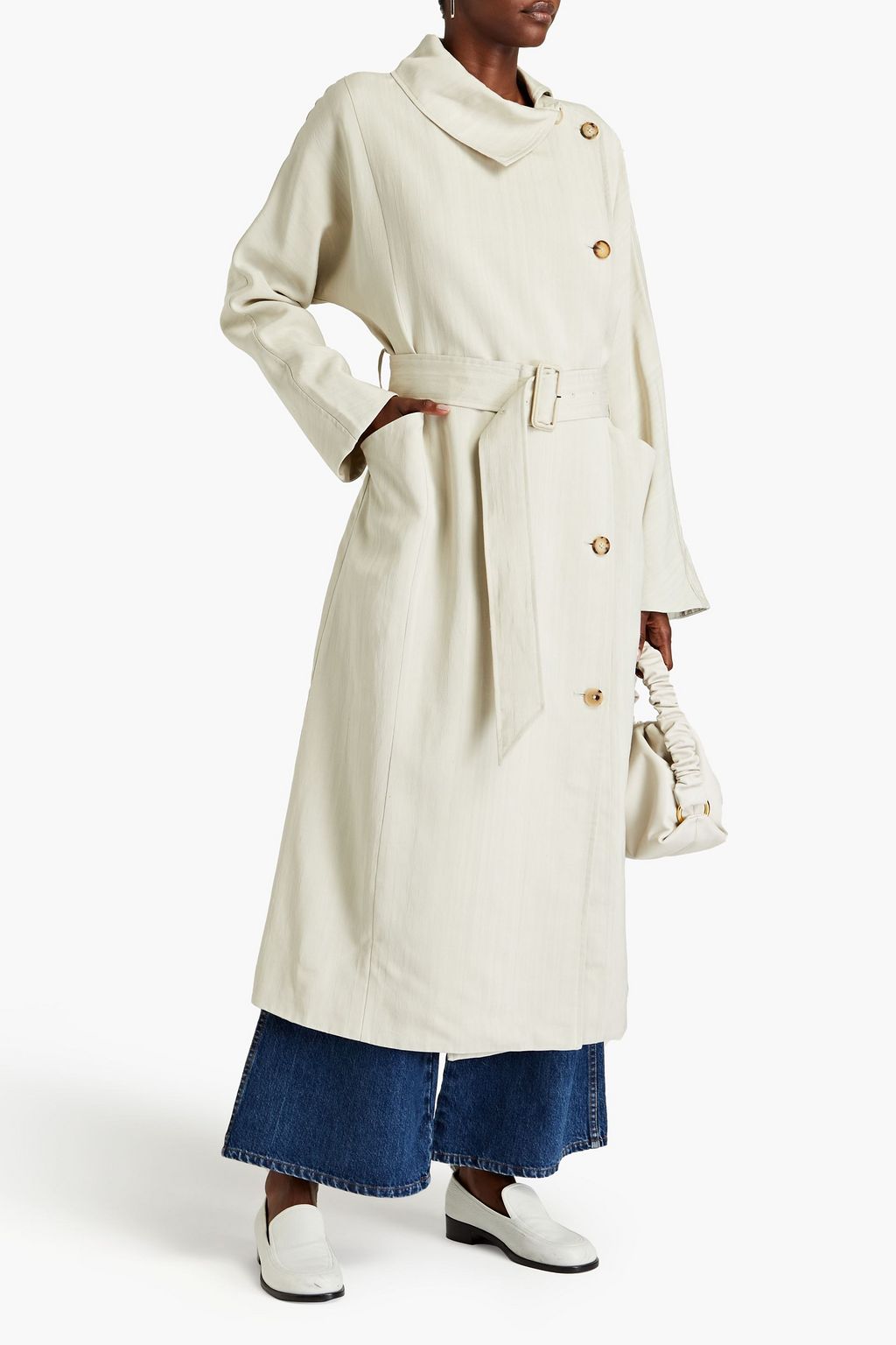 CO Double-breasted slub woven coat