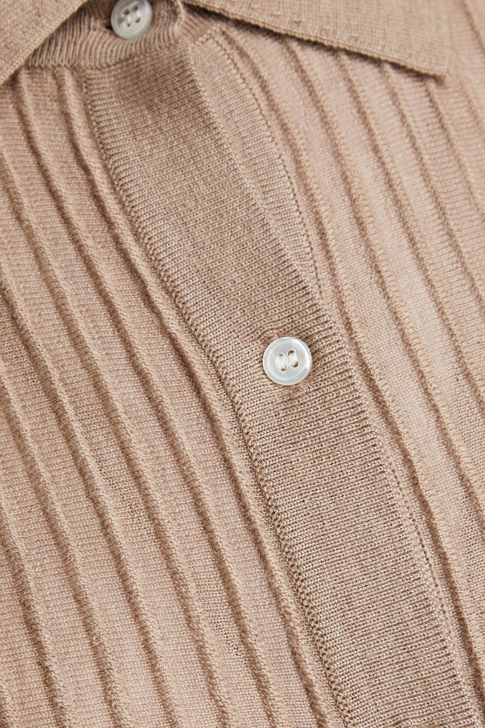 Shop Co Ribbed Cashmere Cardigan In Taupe