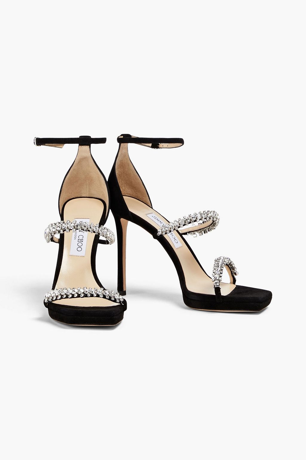 JIMMY CHOO Bing 105 crystal-embellished suede platform sandals