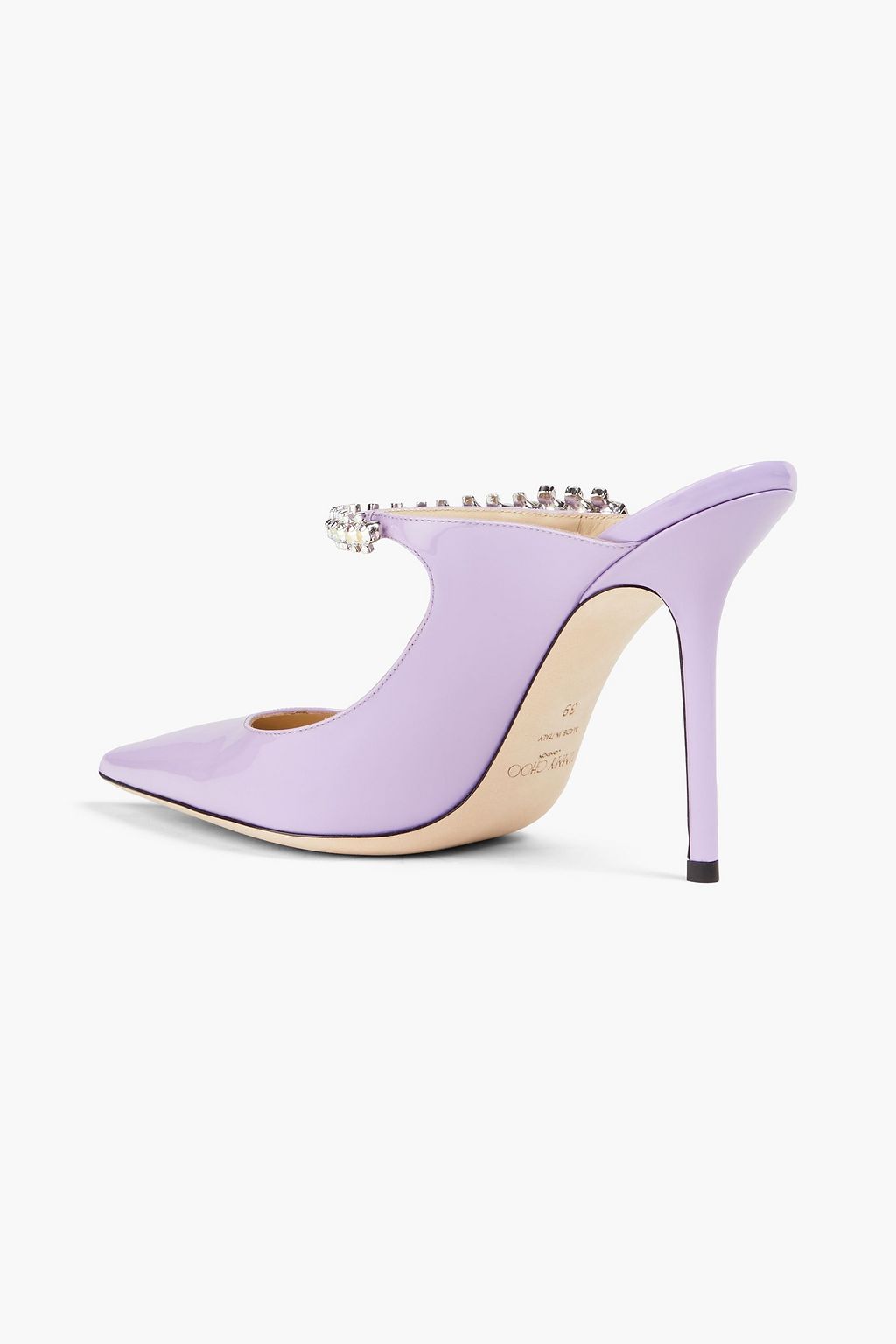 JIMMY CHOO Bing 100 crystal-embellished patent-leather mules