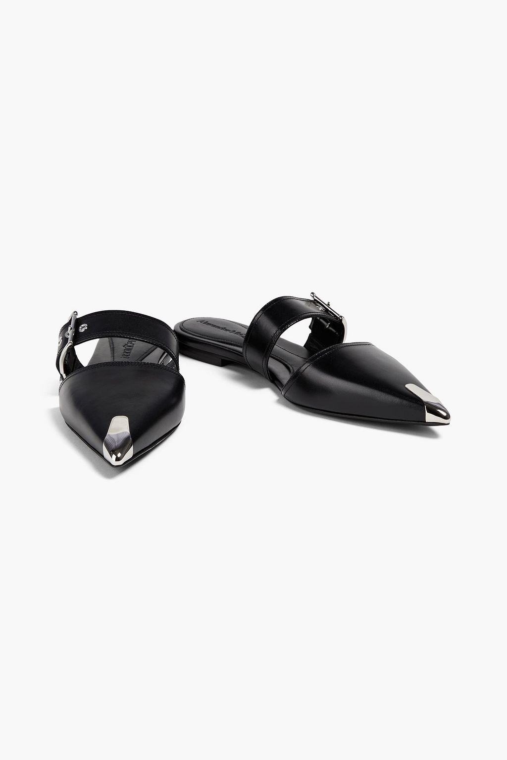 MCQUEEN Buckled leather slippers