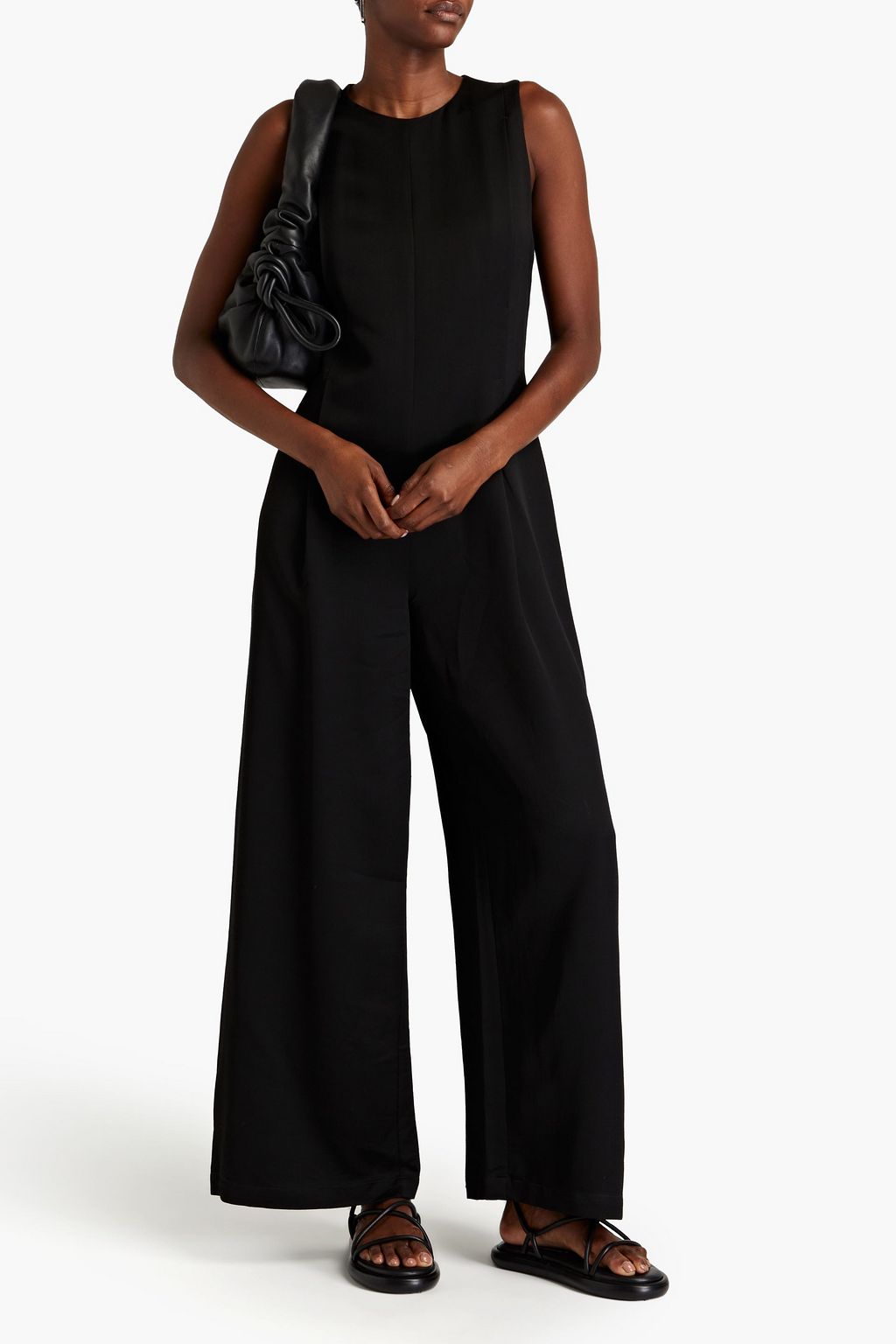 CO Pleated slub woven jumpsuit