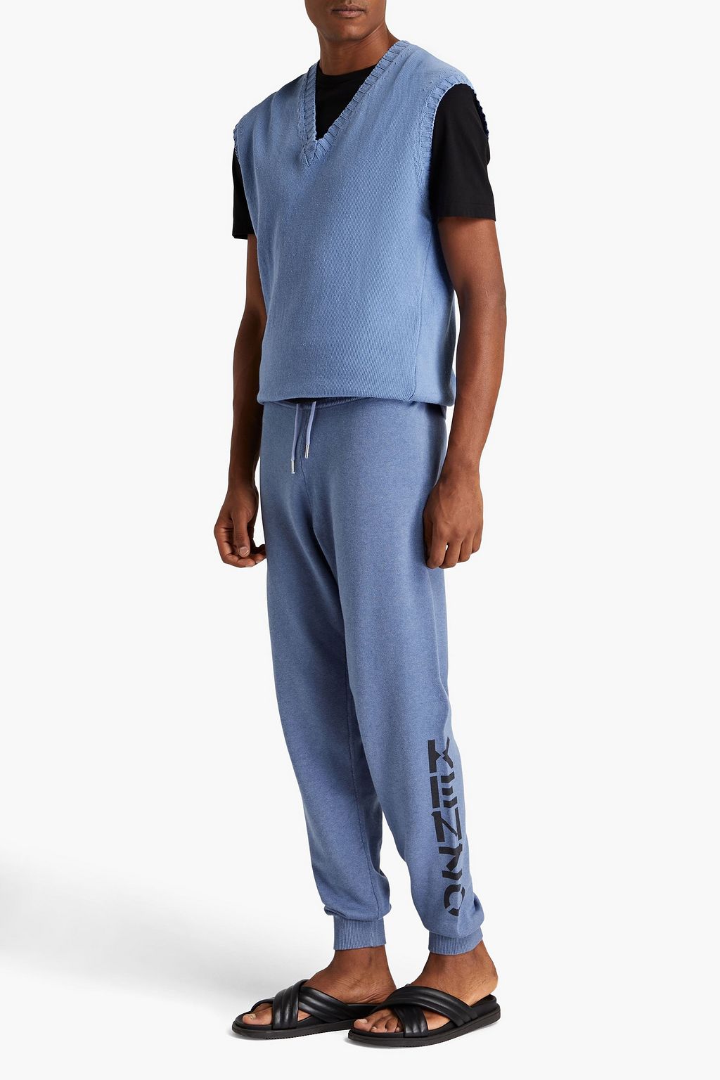 KENZO بنطال رياضي من مزيج من القطن والصوف مزين بطبعات