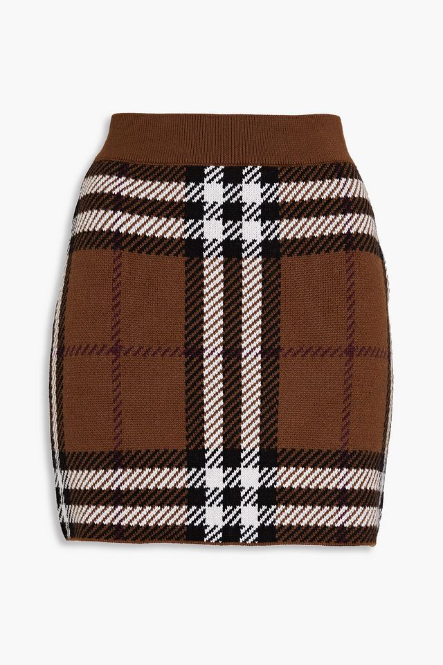 Checked wool-jacquard mini skirt