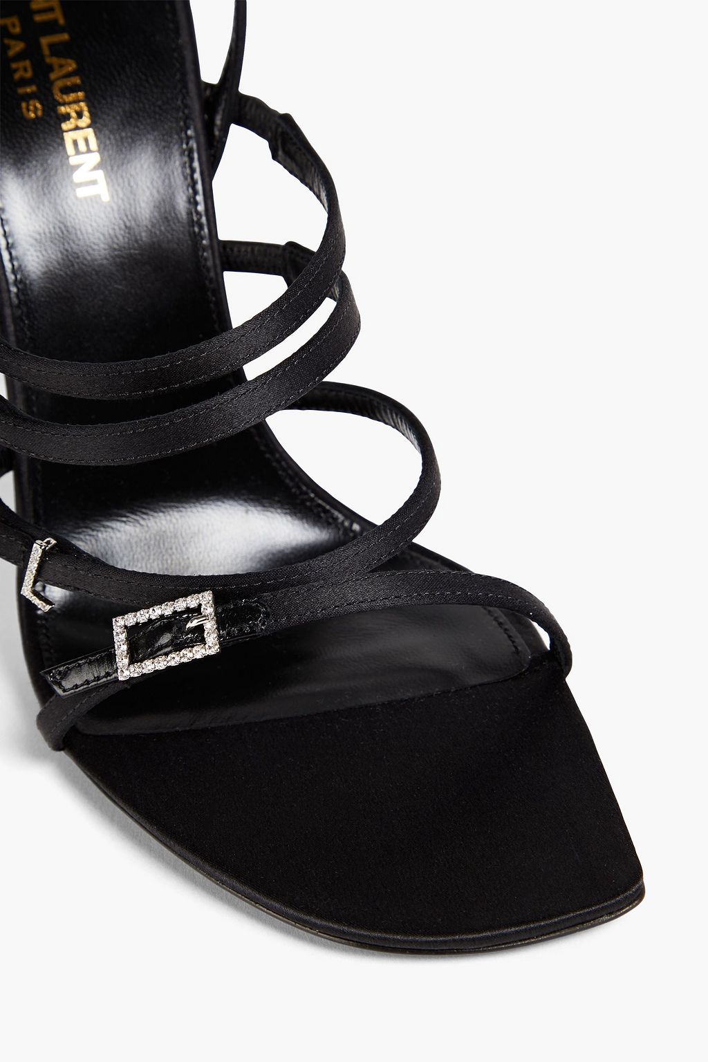 SAINT LAURENT 제리 크리스털 장식 새틴 샌들
