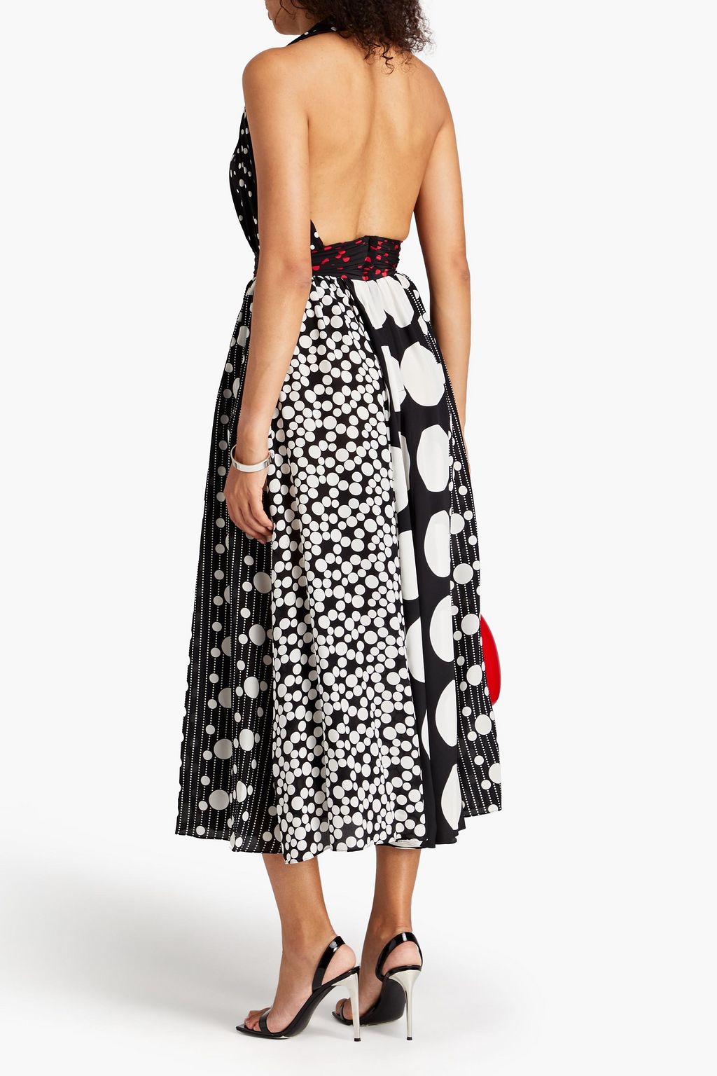 DOLCE&GABBANA Polka-dot silk-blend halterneck midi dress