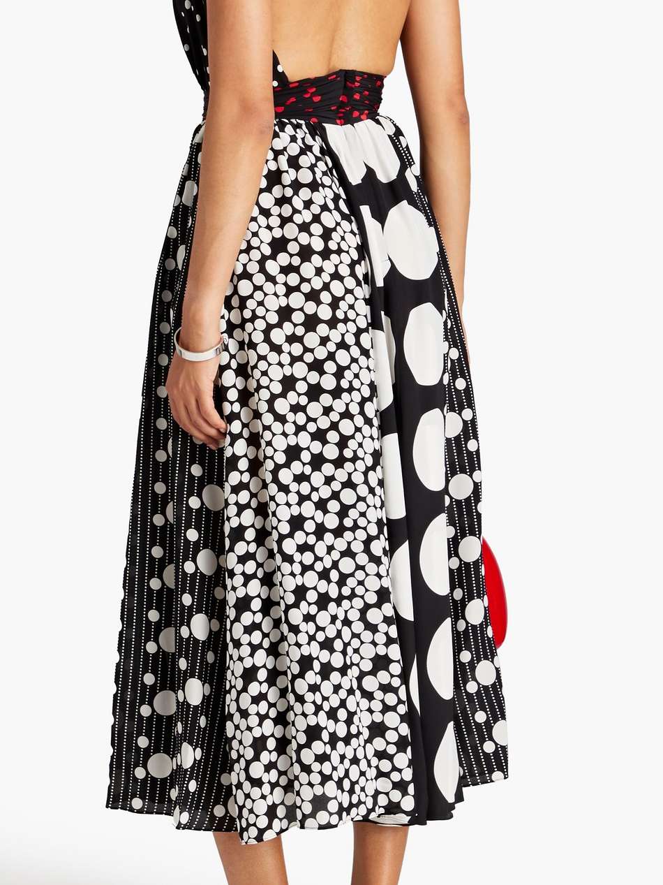 polka-dot silk-blend halterneck midi dress