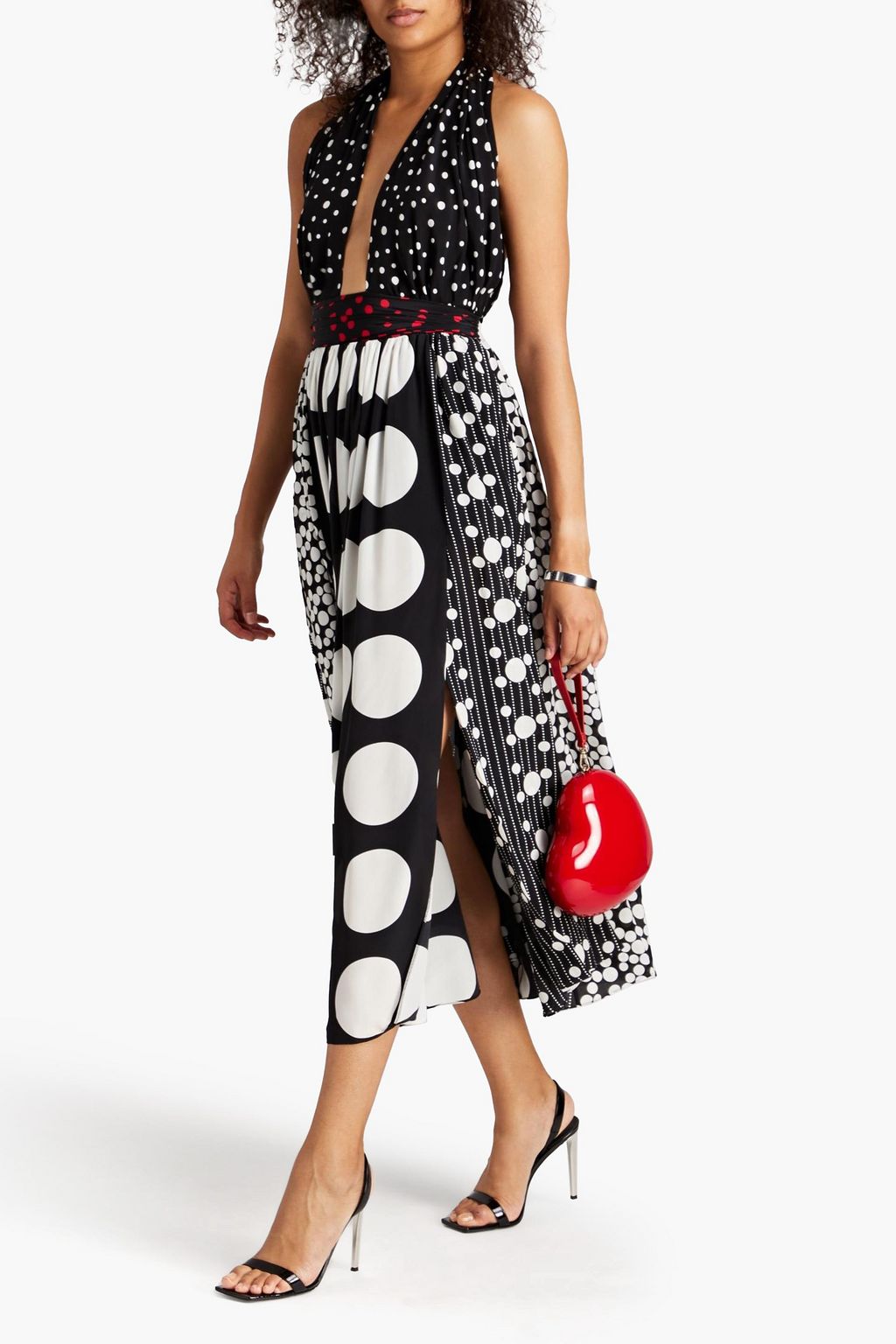 DOLCE&GABBANA Polka-dot silk-blend halterneck midi dress