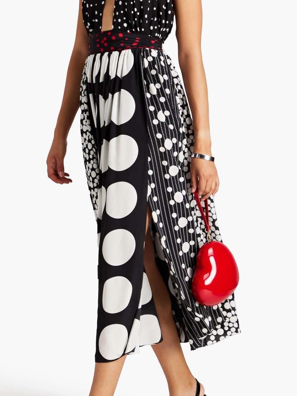 polka-dot silk-blend halterneck midi dress