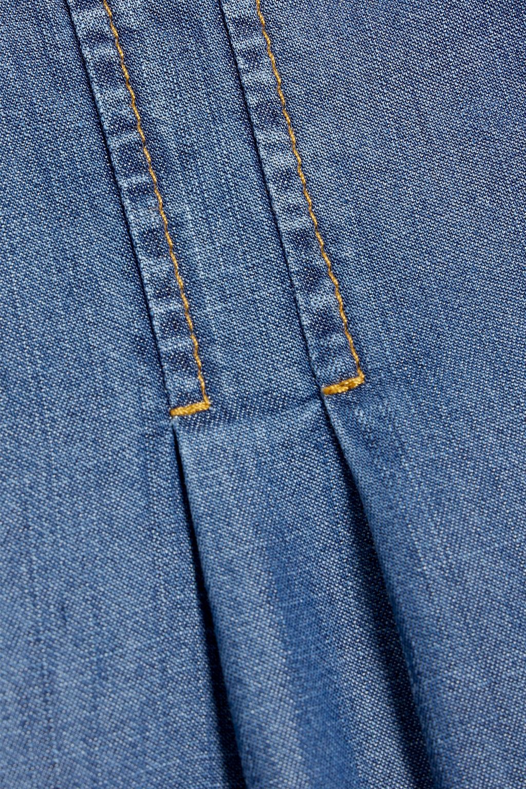 IRIS & INK Amanda pleated Lyocell-chambray wide-leg pants