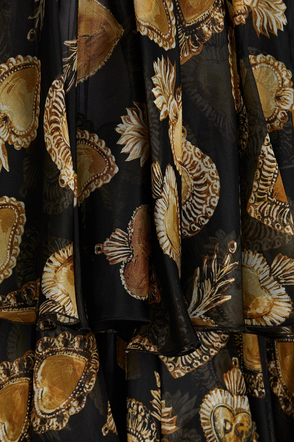 Dolce & Gabbana Bedrucktes Minikleid Aus Organza Aus Einer Seidenmischung Mit Cut-outs In Black