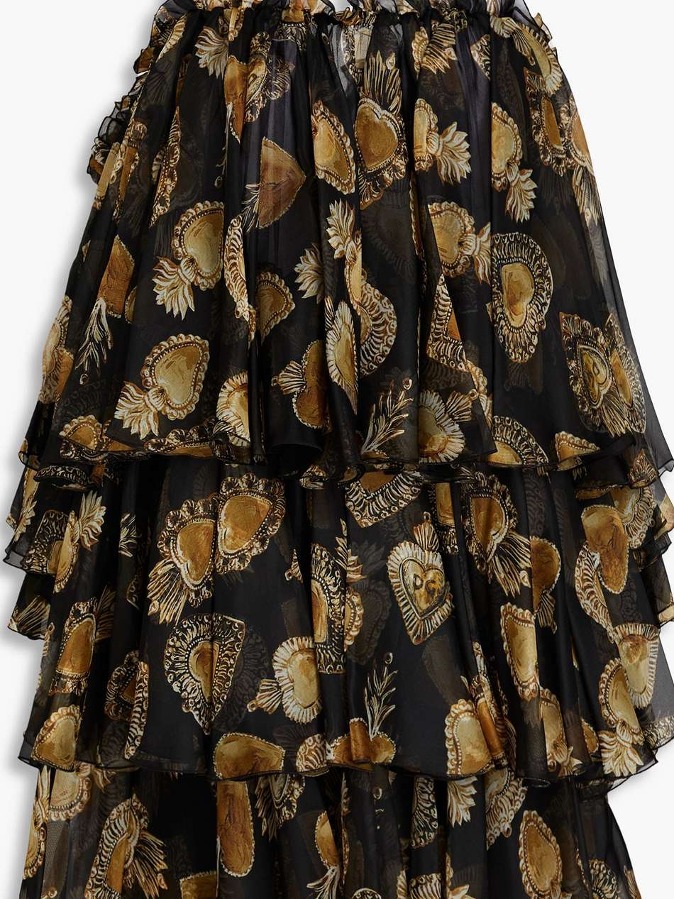cold-shoulder printed silk-blend organza mini dress