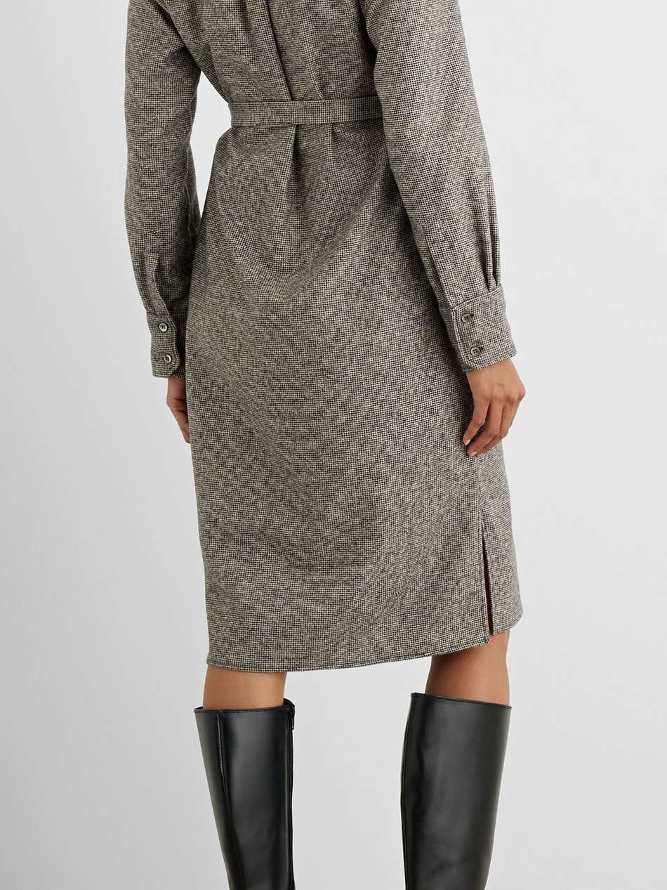 isabelle belted wool-blend tweed shirt dress