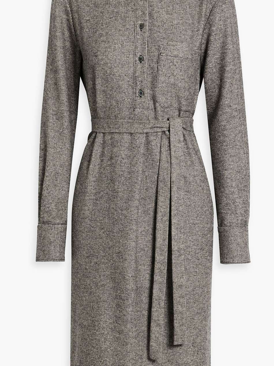 isabelle belted wool-blend tweed shirt dress