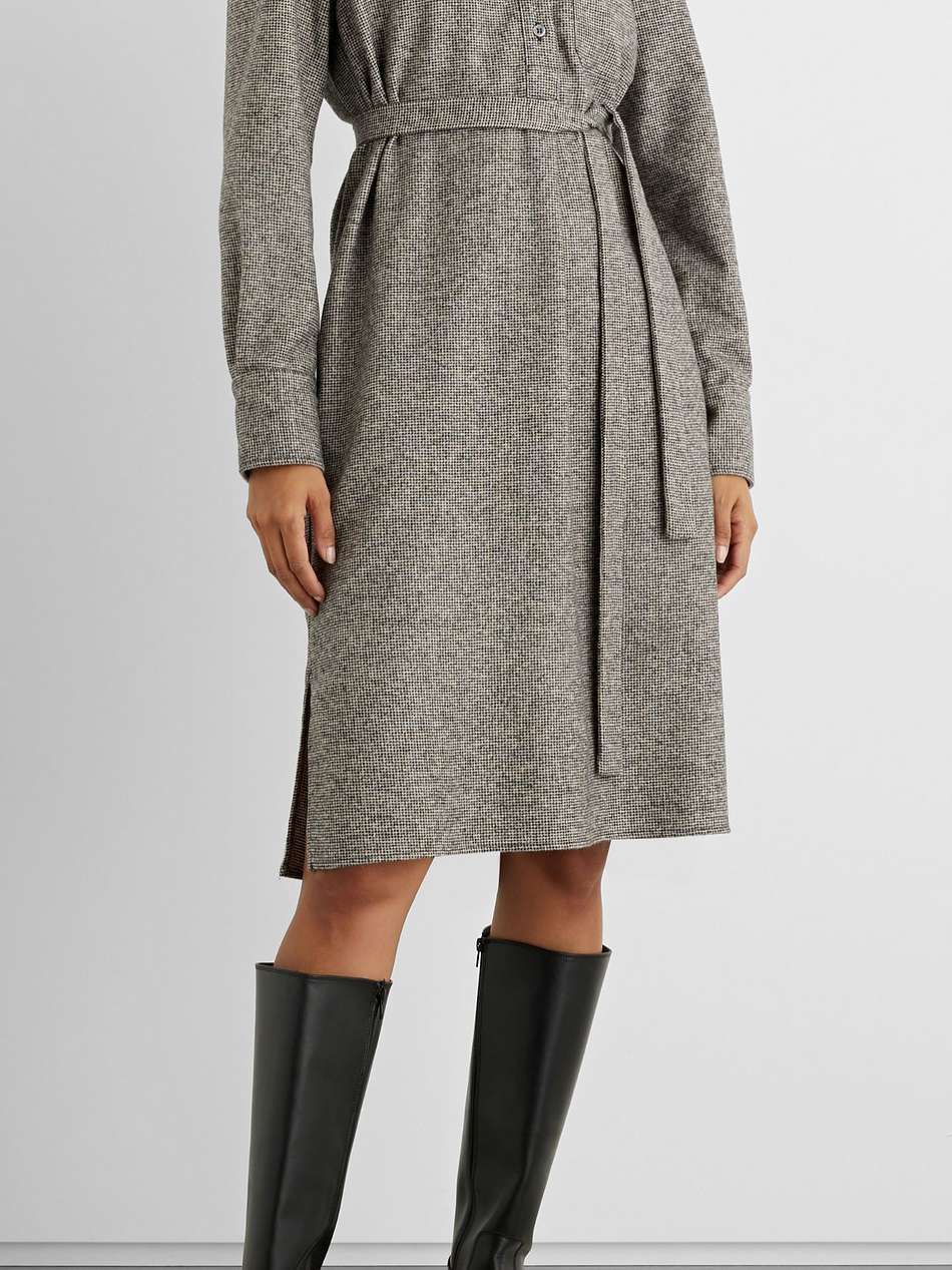 isabelle belted wool-blend tweed shirt dress