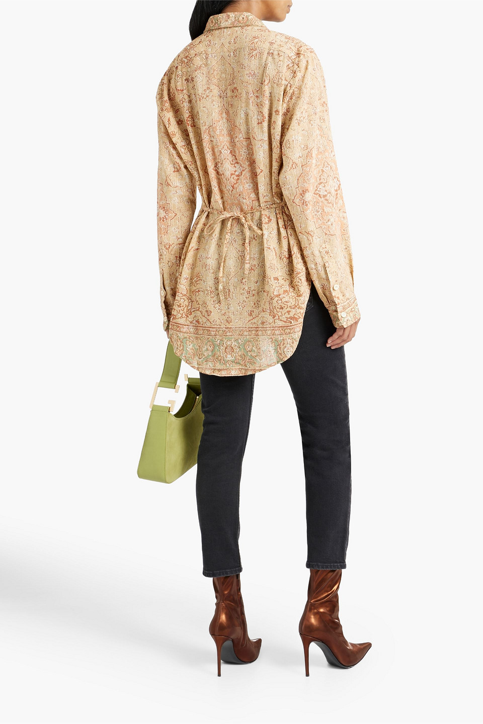 Acne Studios Printed Cotton-gauze Shirt In Beige
