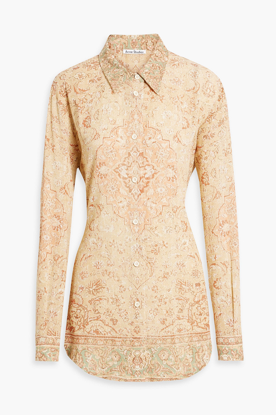 Acne Studios Printed Cotton-gauze Shirt In Beige