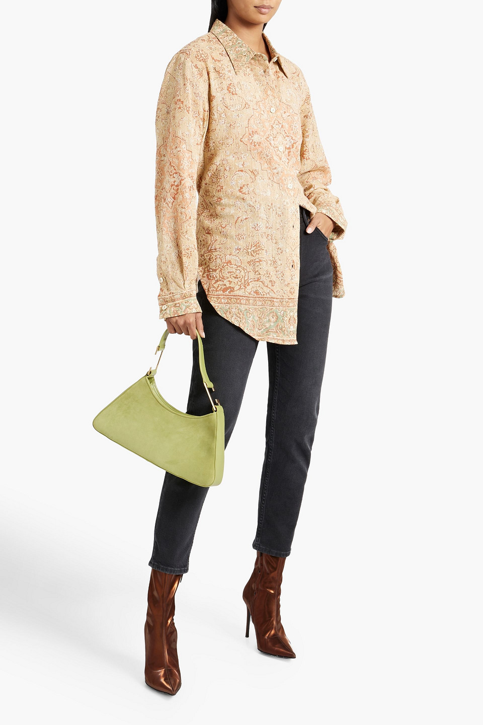 Acne Studios Printed Cotton-gauze Shirt In Beige
