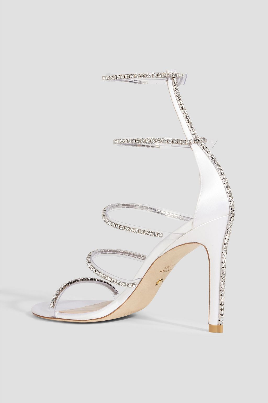 STUART WEITZMAN Crystal-embellished satin and PVC sandals