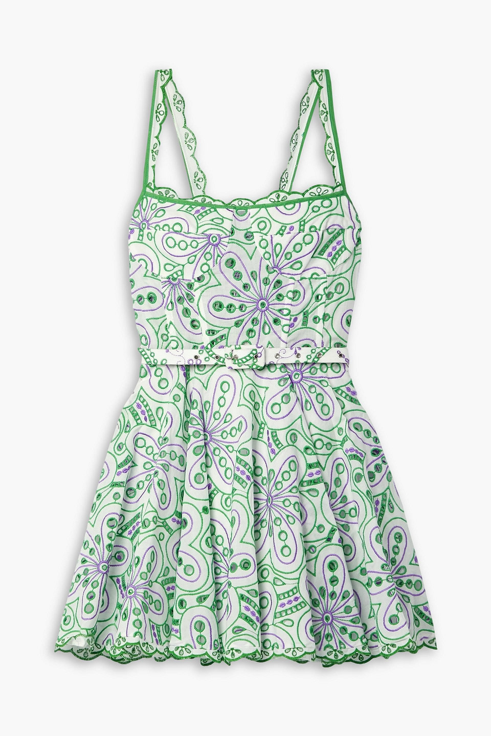 Charo Ruiz Lina Broderie Anglaise Minidress In Green