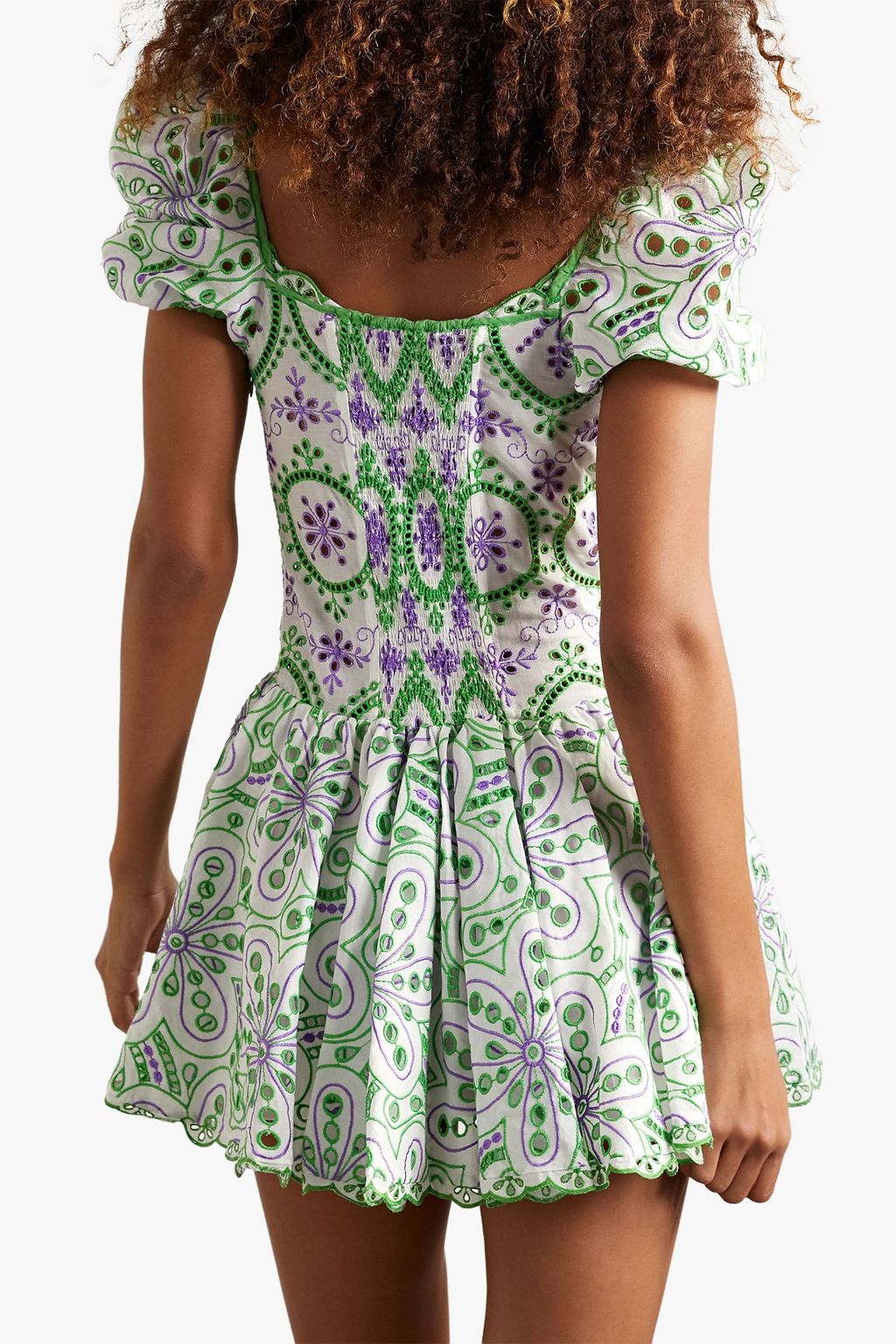 CHARO RUIZ IBIZA Yara pleated broderie anglaise cotton-blend mini dress