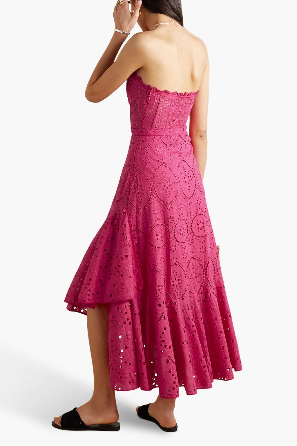 CHARO RUIZ IBIZA Aurora strapless belted broderie anglaise cotton-blend midi dress