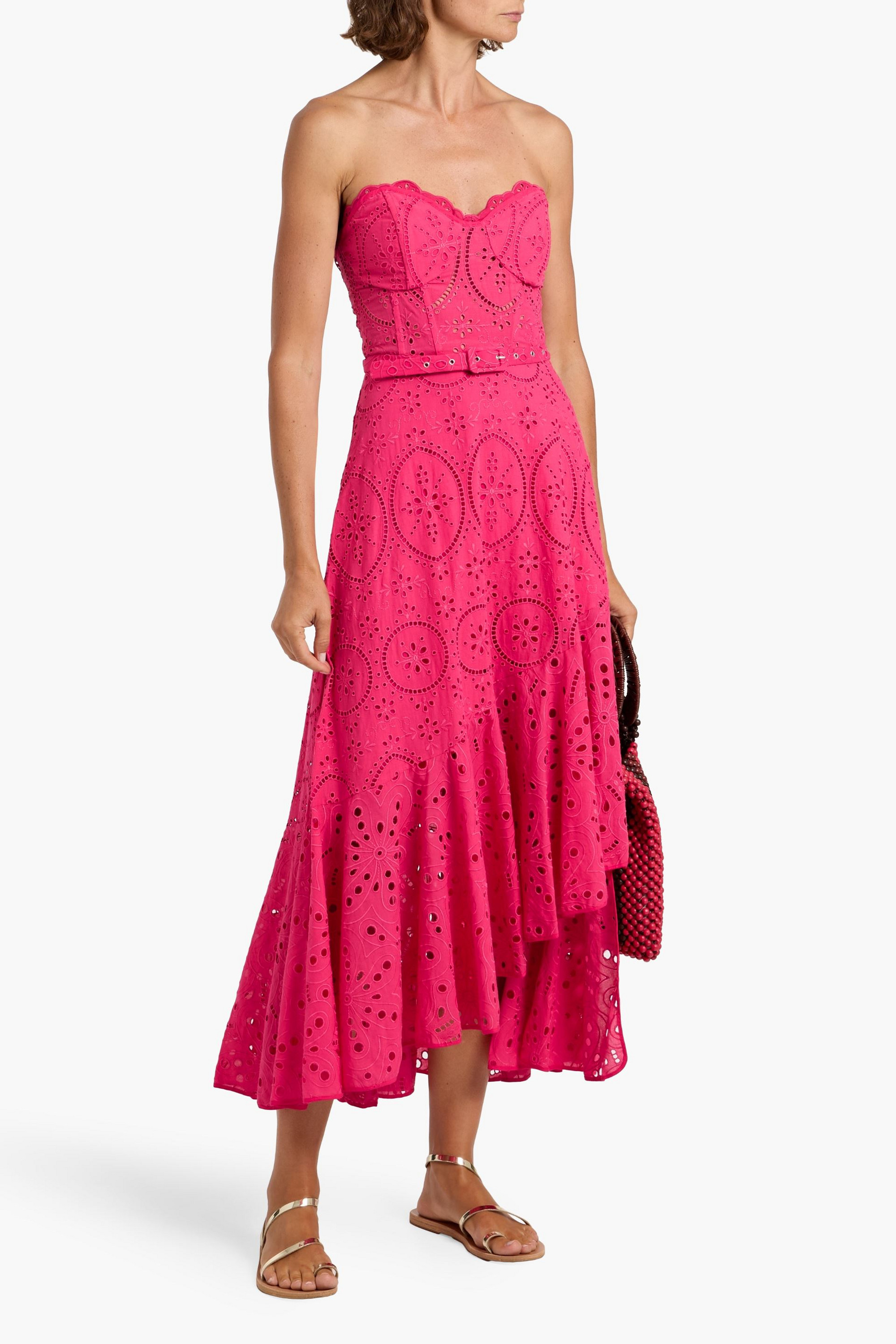 Charo Ruiz Ibiza Aurora strapless ruffled broderie anglaise cotton-blend midi dress
