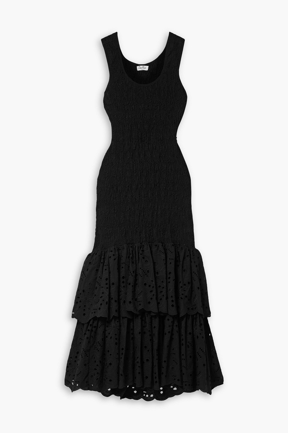 Charo Ruiz Isa Ruffled Cutout Broderie Anglaise Cotton Maxi Dress In Black