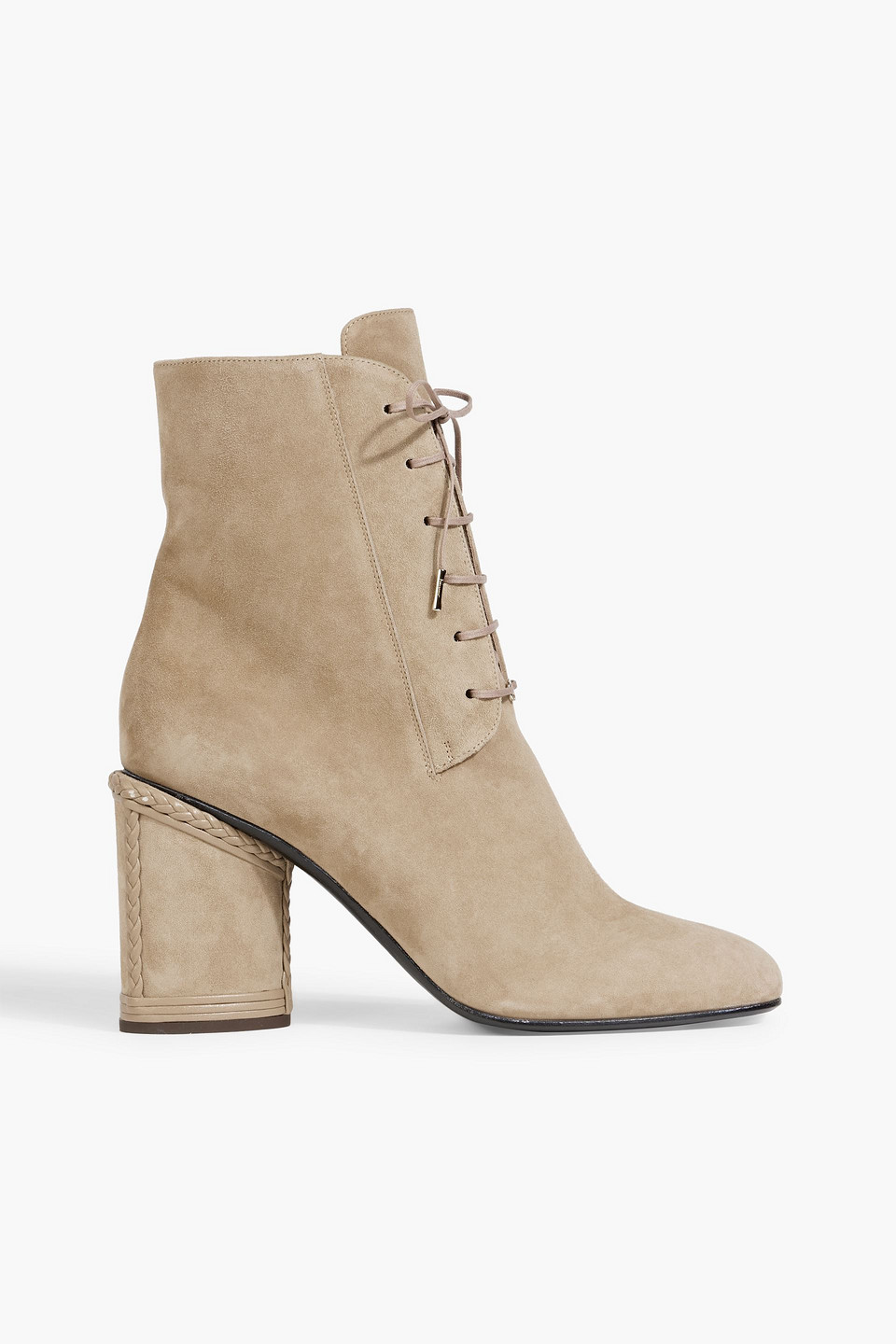 Ferragamo Chana Lace-up Suede Ankle Boots In Beige