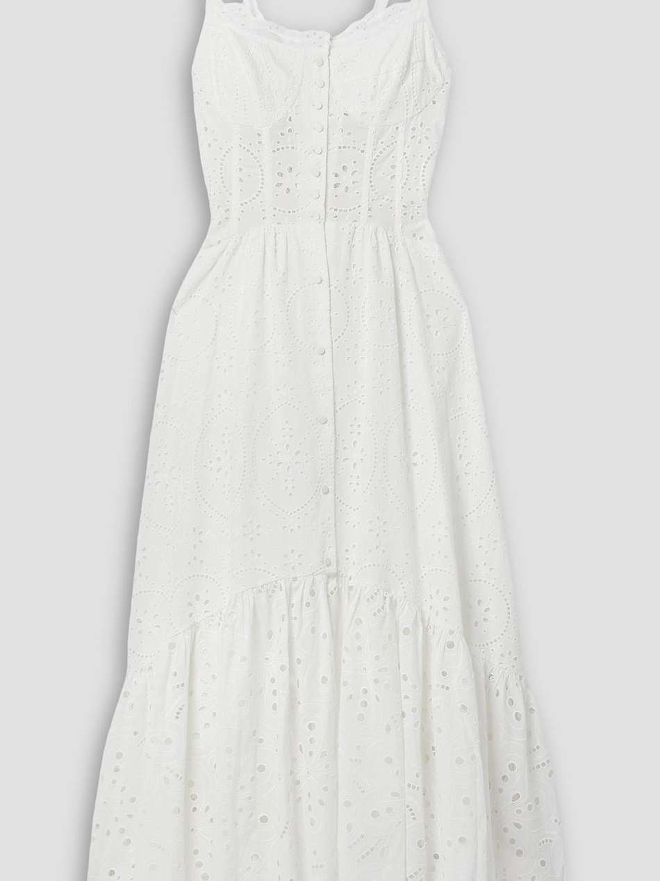 irene tiered broderie anglaise cotton-blend maxi dress