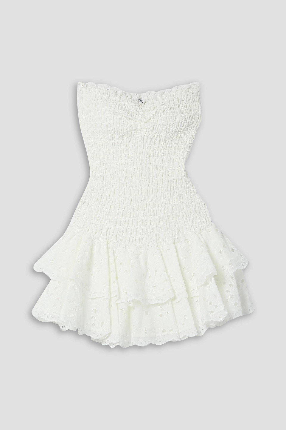 Charo Ruiz Megan Strapless Broderie Anglaise Cotton-blend Mini Dress In Off-white