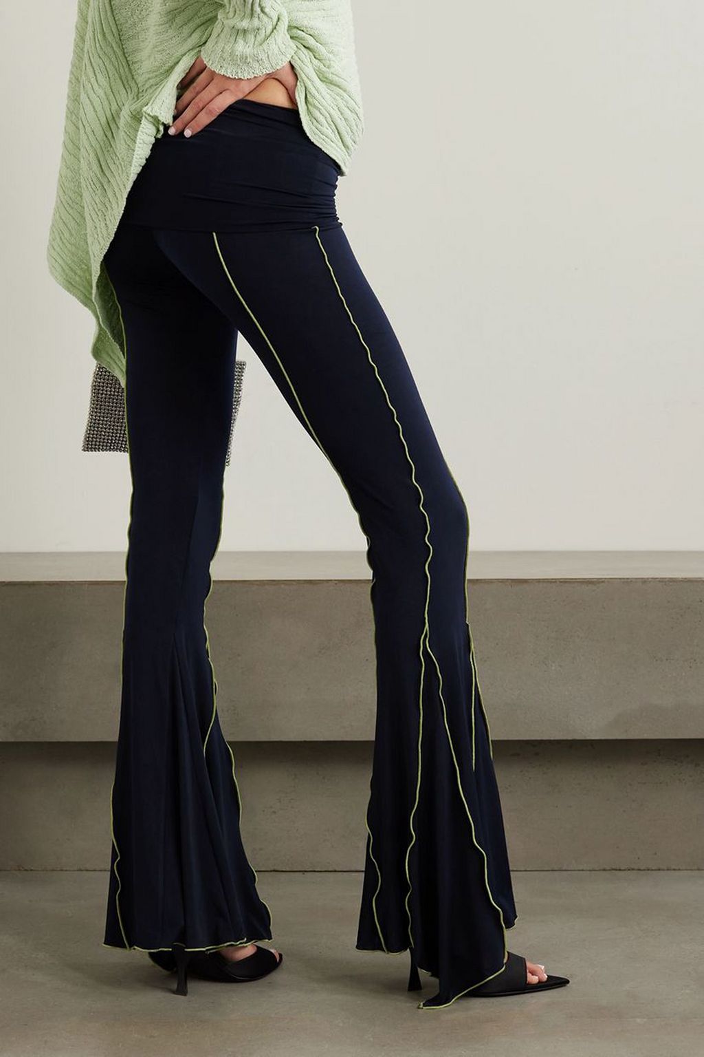 SIEDRÉS Luse embroidered stretch-jersey flared pants