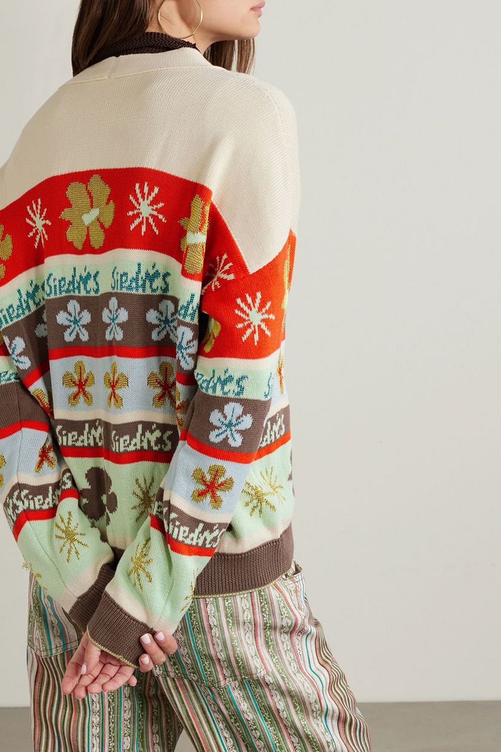 SIEDRÉS Amber intarsia-knit cotton cardigan