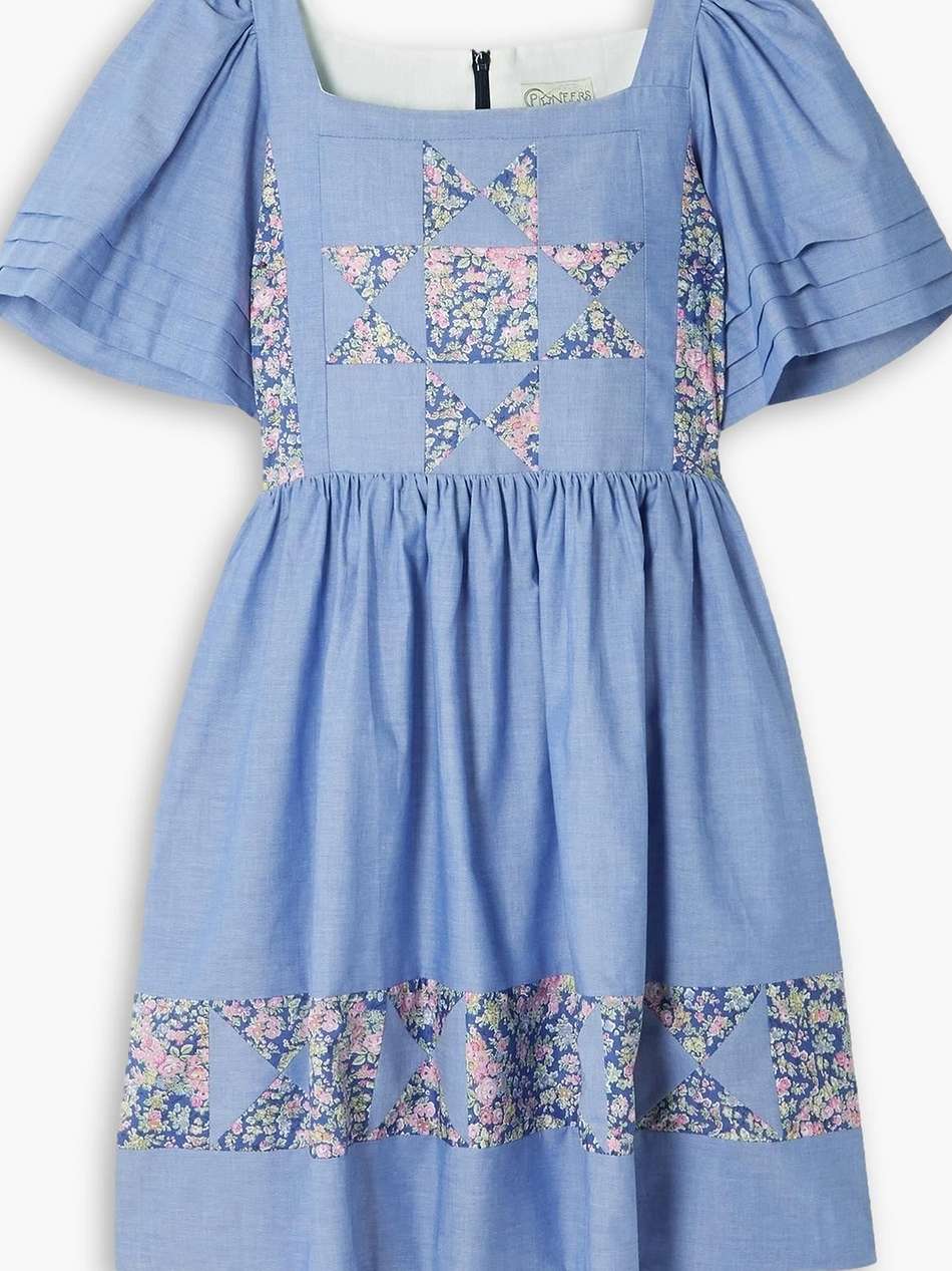 jemima patchwork floral-print cotton mini dress
