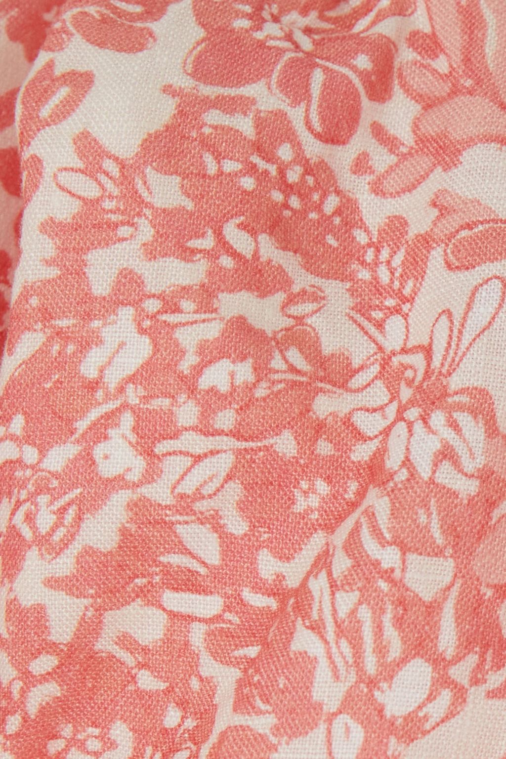 PEONY SWIMWEAR 오프 더 숄더 플로럴 프린트 리넨 맥시 드레스