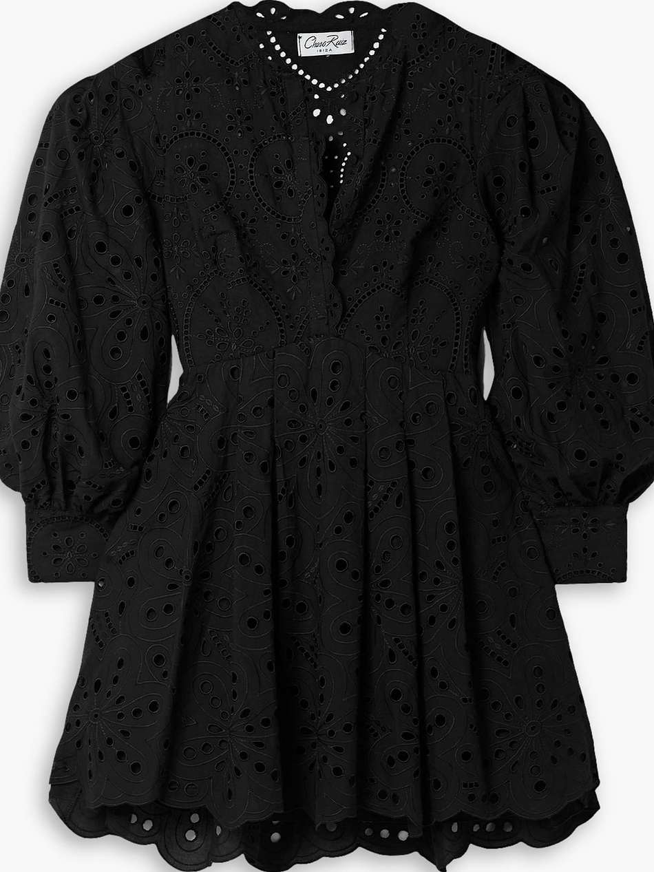 franca broderie anglaise cotton-blend mini dress