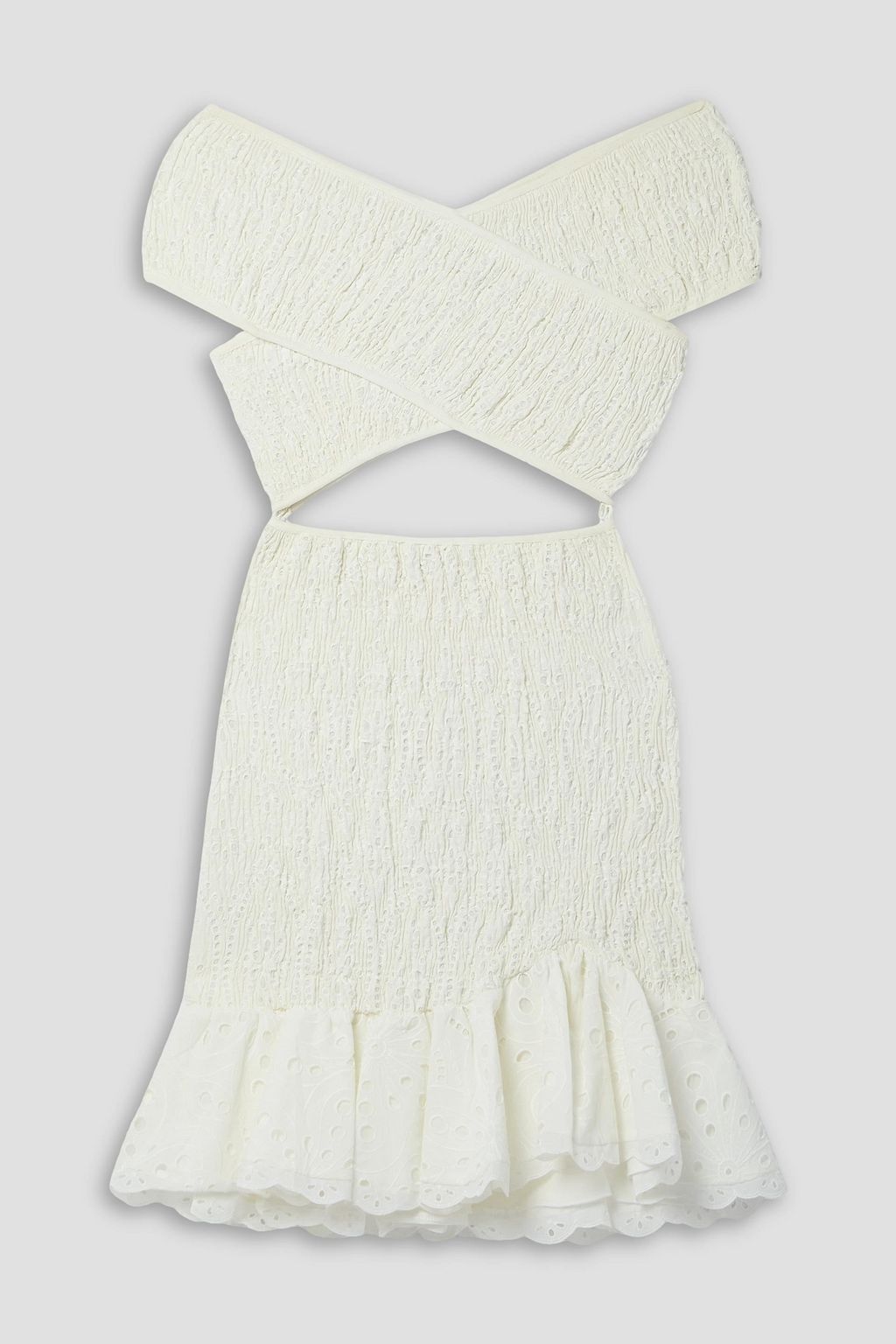 CHARO RUIZ IBIZA Nella off the shoulder shirred broderie anglaise