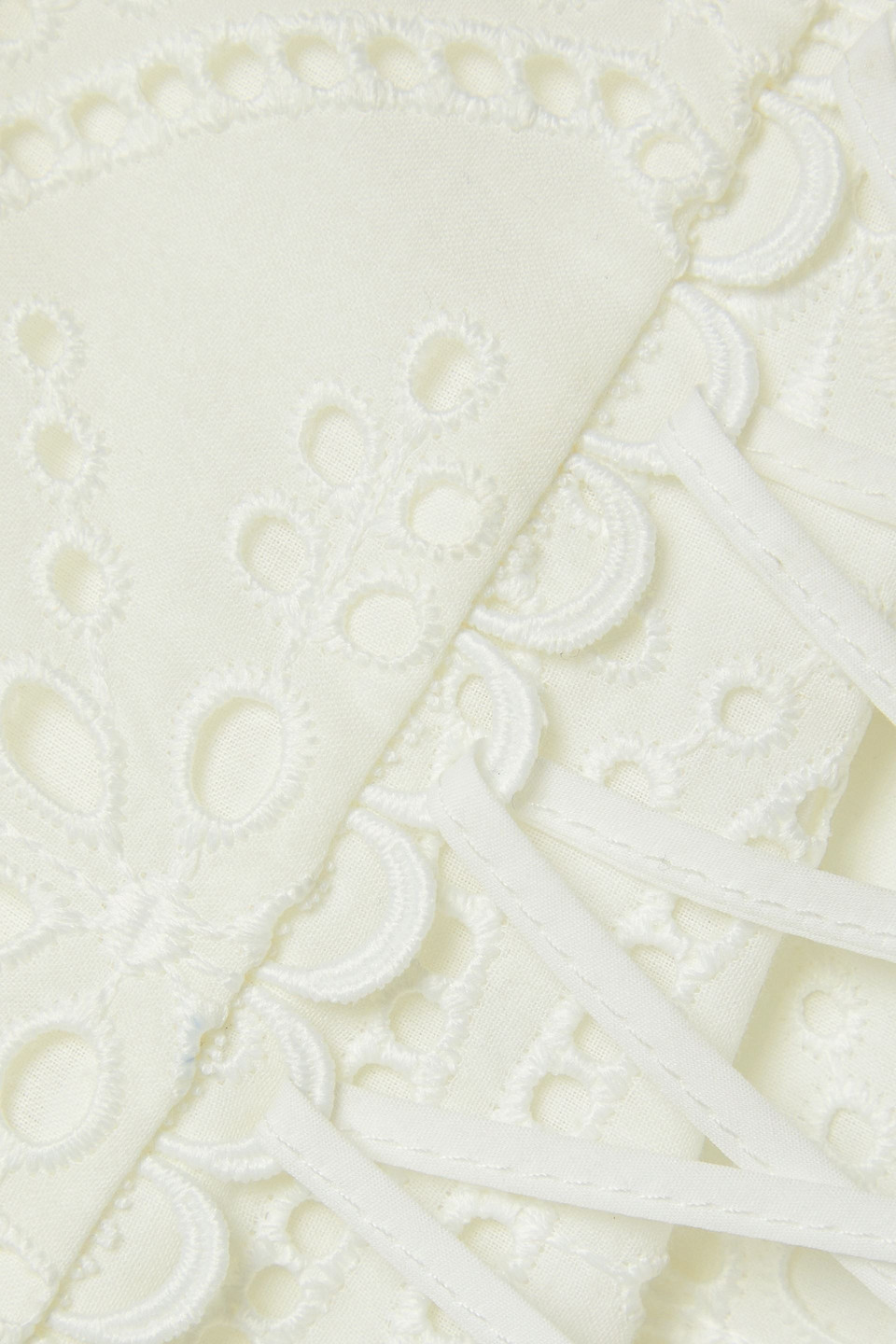 Charo Ruiz Lucrecia Ruffled Lace-up Broderie Anglaise Cotton-blend Mini Skirt In Ivory