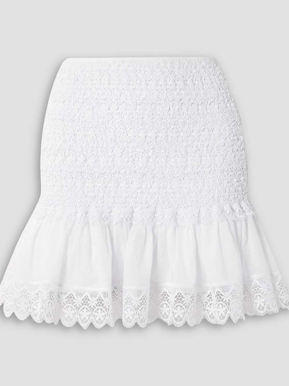 fleur guipure lace and cotton-blend voile mini skirt