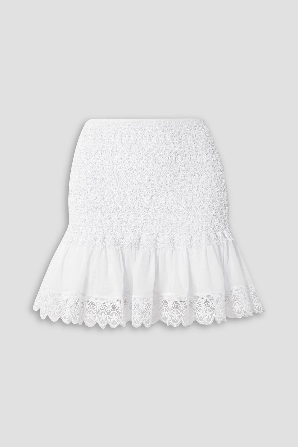 Shop Charo Ruiz Fleur Guipure Lace And Cotton-blend Voile Mini Skirt In White