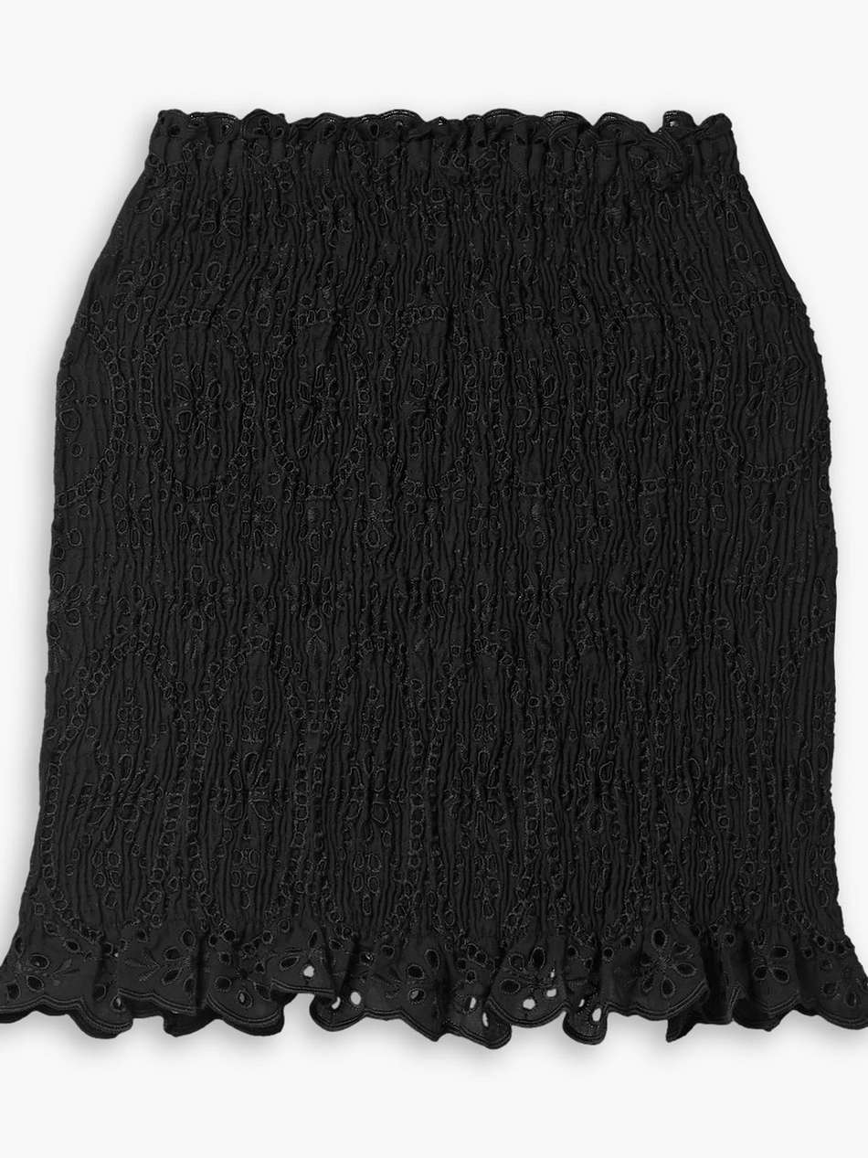 paola gathered broderie anglaise cotton-blend mini skirt