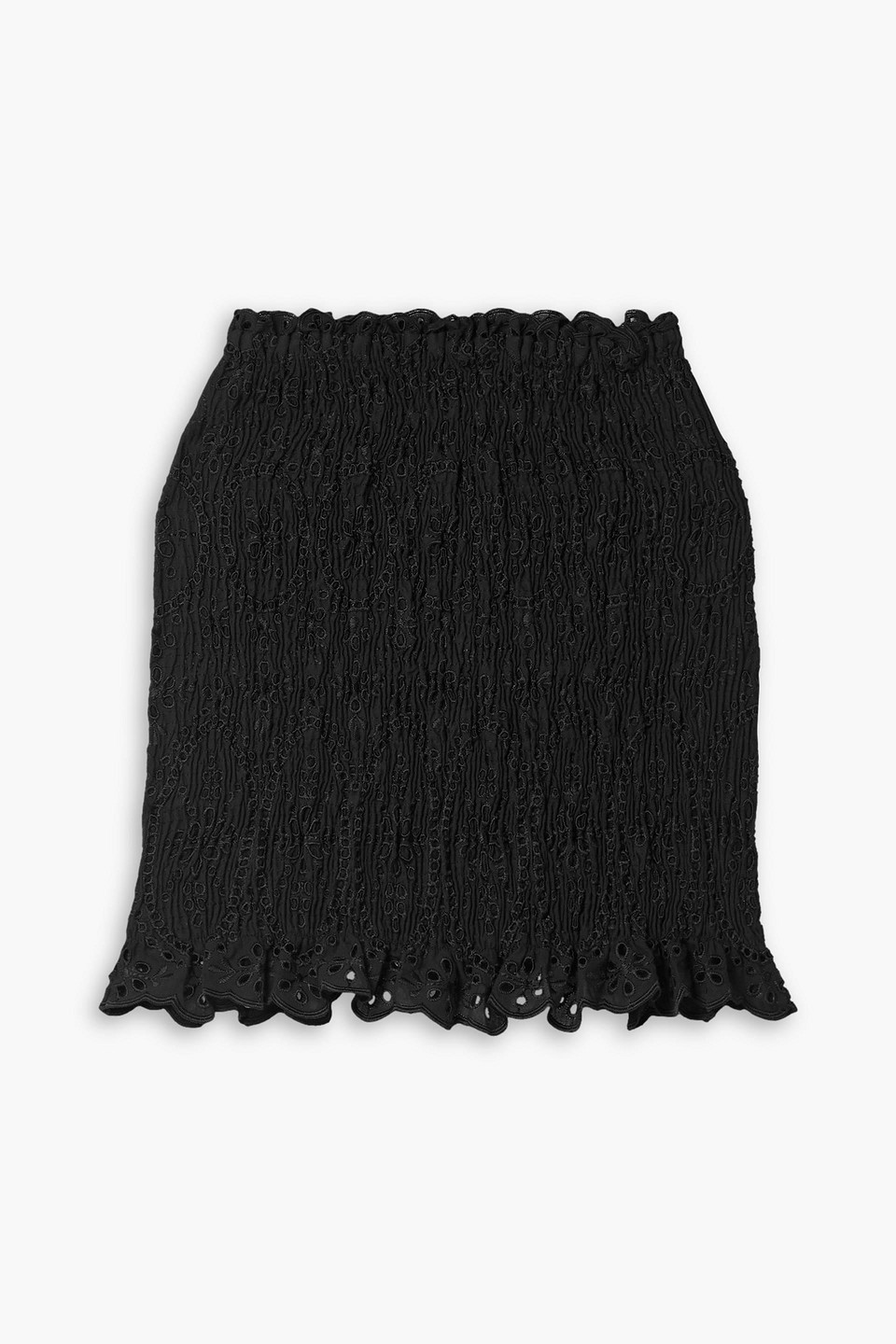 Charo Ruiz Paola Gathered Broderie Anglaise Cotton-blend Mini Skirt In Black